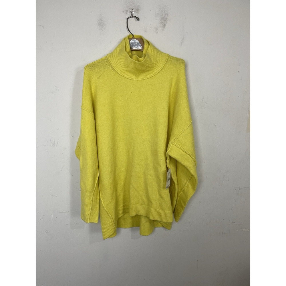 Free People Womens Sweater Medium Yellow Wool Blend Oversized Cozy Knit Tunic